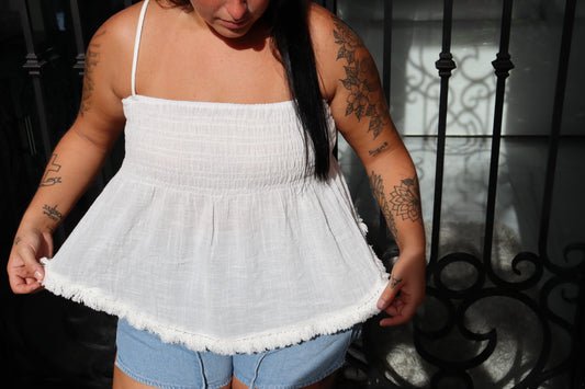Fringed Hem Cami Top