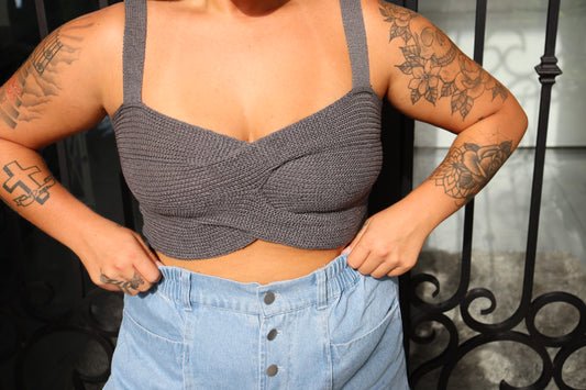 Criss Cross Knit Crop Tank