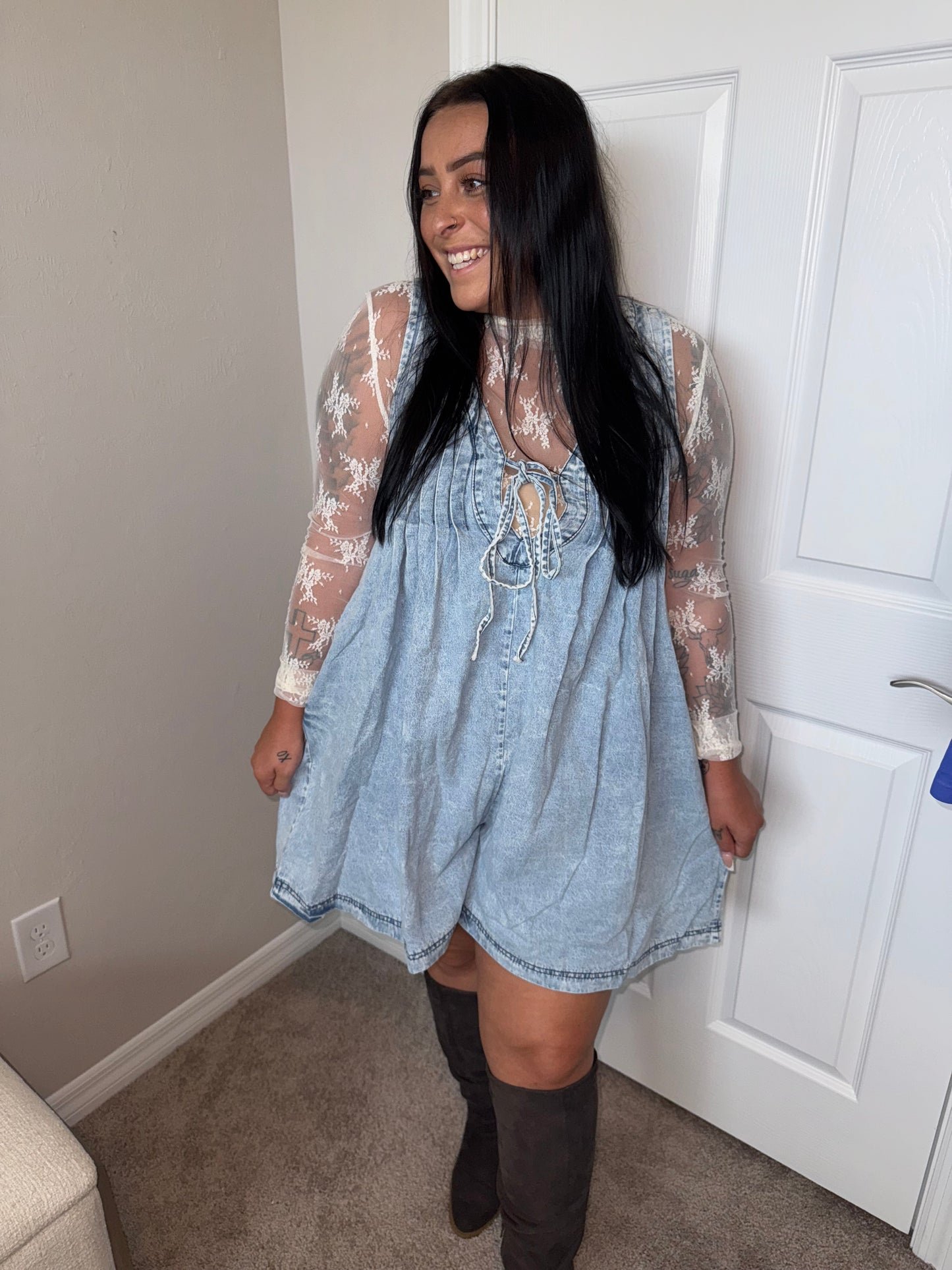Sleeveless Romper- Denim