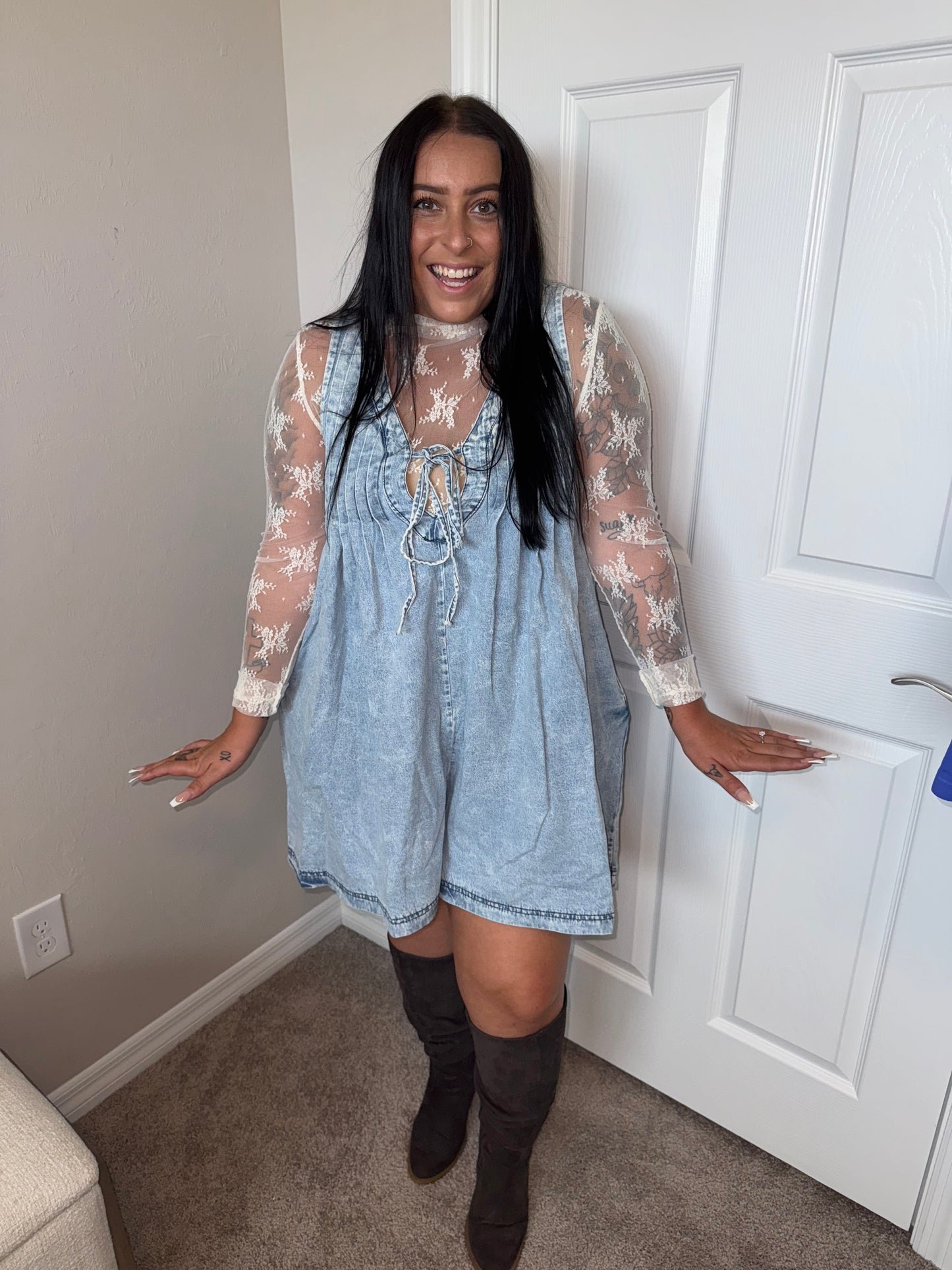 Sleeveless Romper- Denim