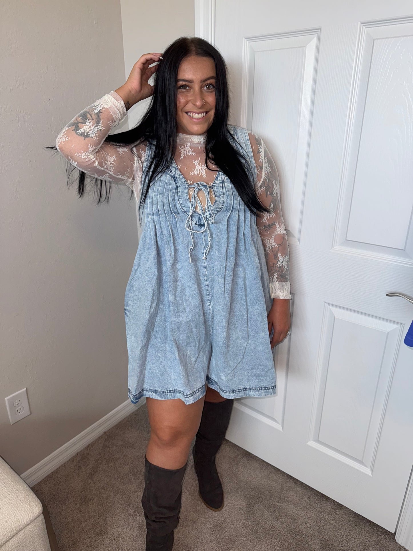 Sleeveless Romper- Denim